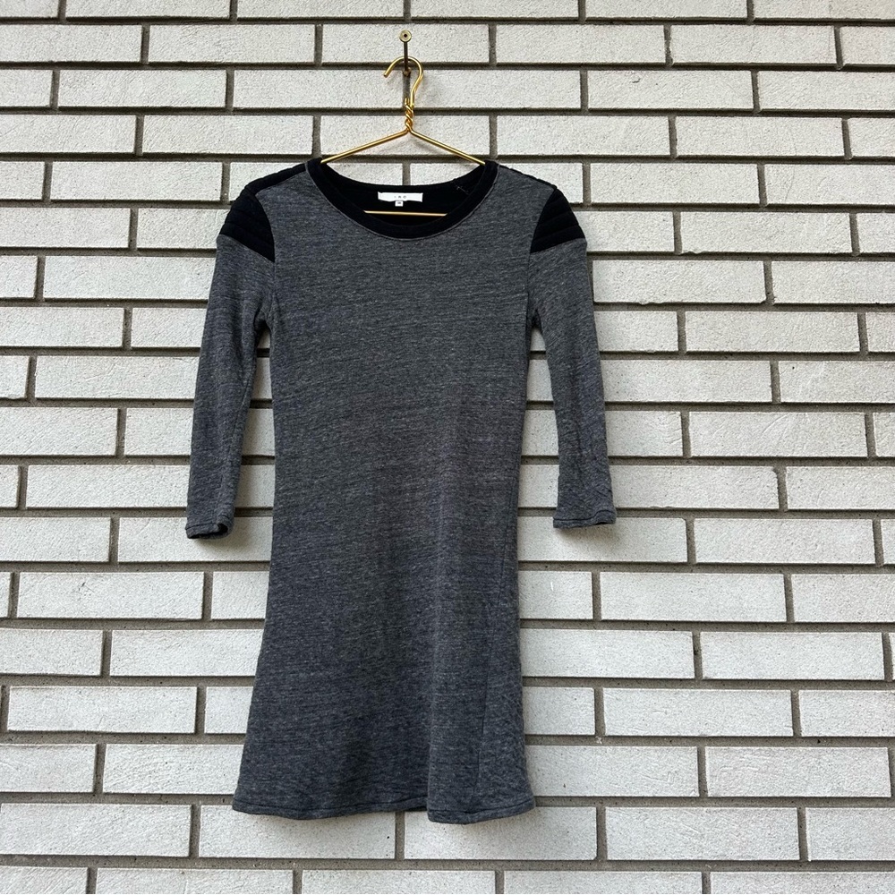 IRO Paris Palony Gray Knit Dress Quilted Shoulder Detail US 4 Small 36 Designer